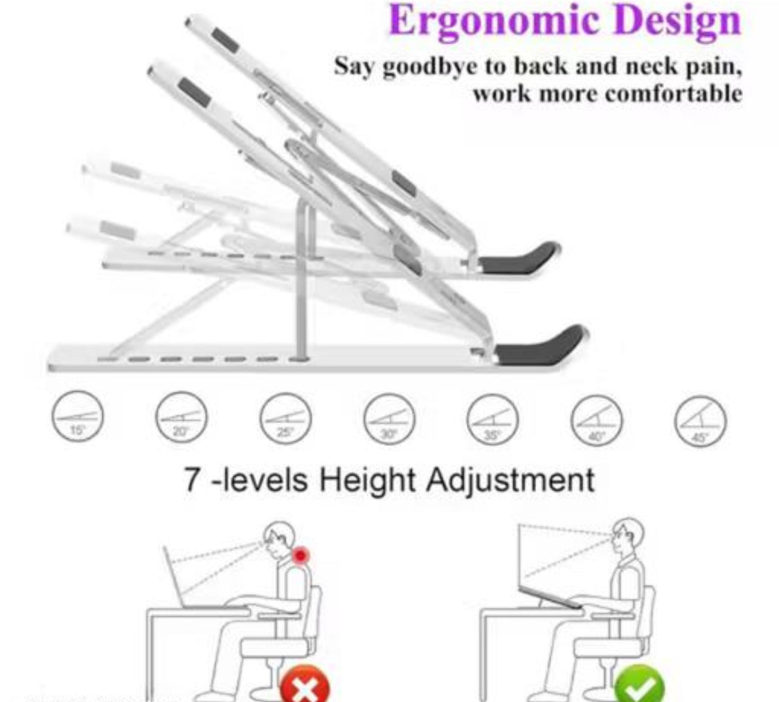 Universal Laptop Stand, Fold-Up, Adjustable, Ventilated, Portable Laptop Holder for Desk, Aluminum Foldable Laptop Ergonomic Compatibility with up to 15.6-inch Laptop, All Mac, Tab, and Mobile (Silver)