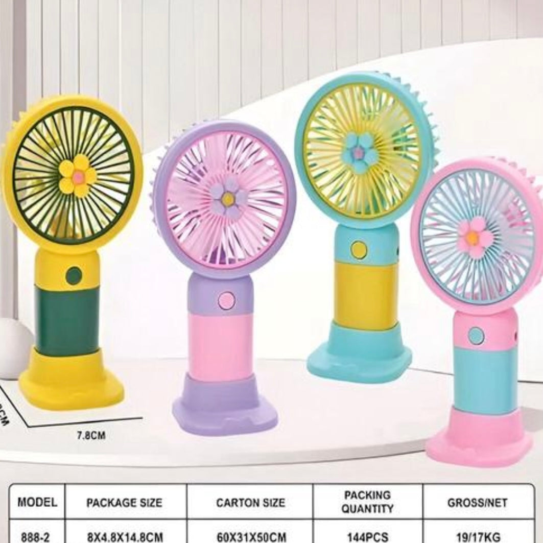 Mini Portable Usb Hand Fan or DC Fan - 3 Speed Modes Handheld Fan for Summer With 800 mAh Battery| Rechargable Hand fan for Women| Portable Fan for Makeup, Kitchen, Indoor, Outdoor, Travel (COLORS MAY BE CHANGE)