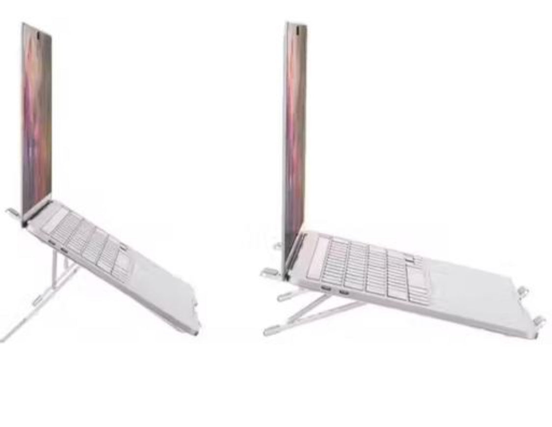 Universal Laptop Stand, Fold-Up, Adjustable, Ventilated, Portable Laptop Holder for Desk, Aluminum Foldable Laptop Ergonomic Compatibility with up to 15.6-inch Laptop, All Mac, Tab, and Mobile (Silver)