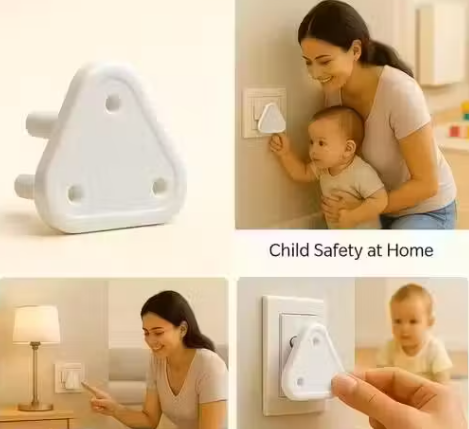 10 Piece Baby Proof Socket Covers – Electric Socket Protector, Child-Safe Switch Board Dummy Plugs, Baby Safety Guards for Home (White)