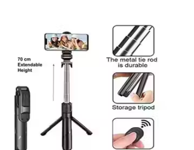 70cm Extendable 3 in 1 Selfie Stick Tripod with Bluetooth Remote Included and Rotatable