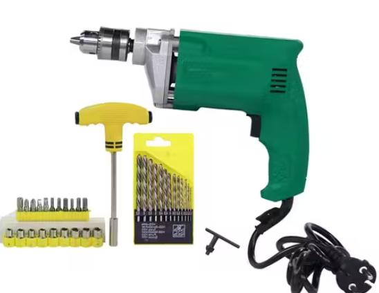 10 mm Powerful Drill Machine With 13Pcs Drill Bit Set And 21Pc Tool Kit - DRL9PC21PC-Y
