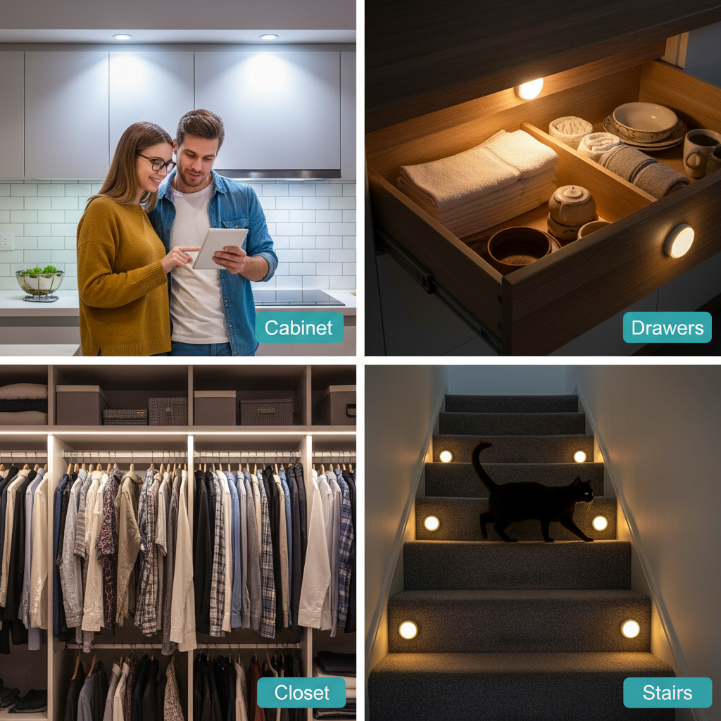 Motion Sensor Light, USB Charging LED Nightlight, Wireless Sensor Wall Light for Hallway, Wardrobe, Basement, Cupboard, Garage Bedroom, Toilet, Car (Motion Sensor Pack of 3 Cool White)